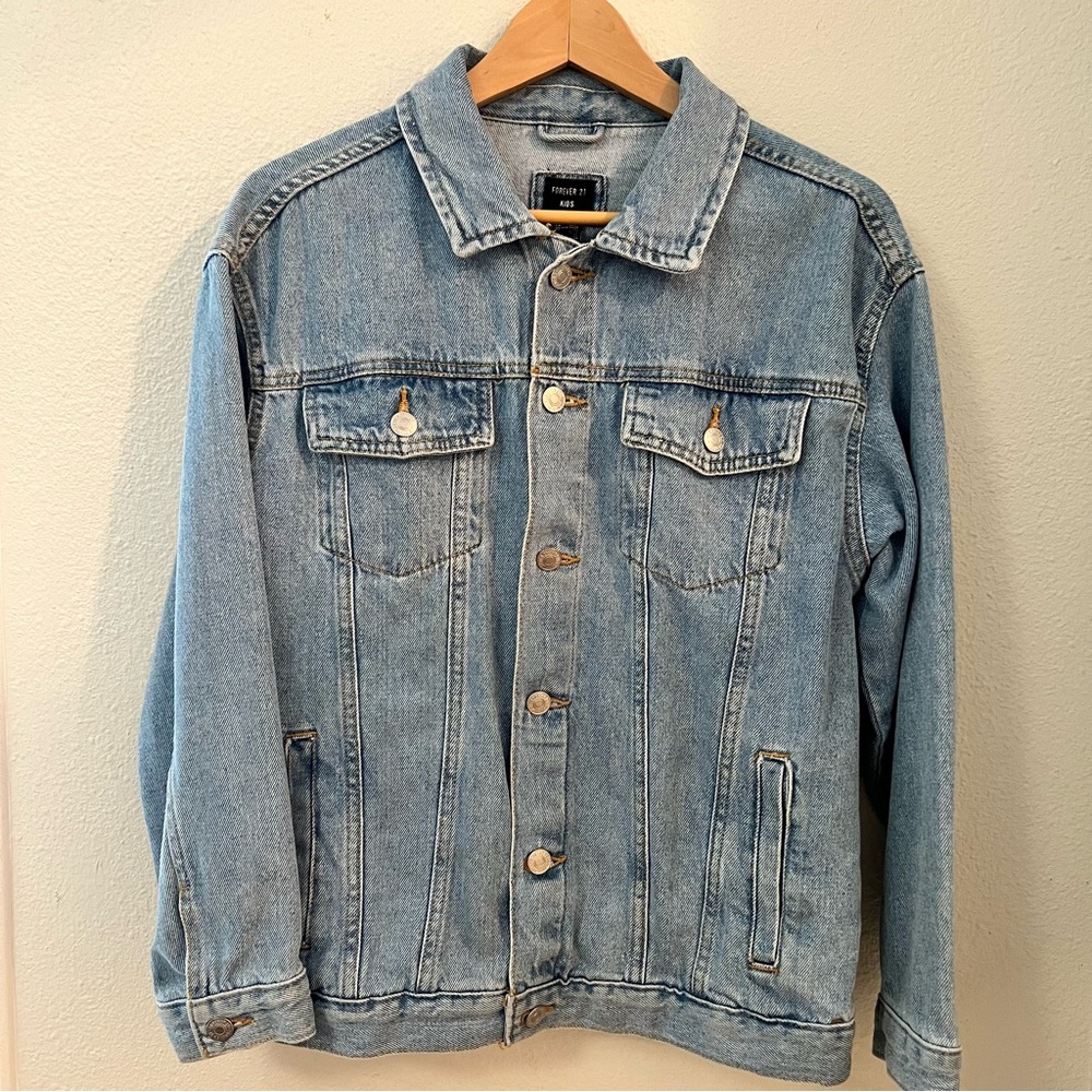 Forever 21 Blue Denim Jacket oversized fit 13-14 girls